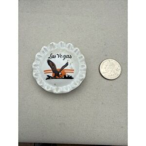 🦅 Vintage Las Vegas Ceramic Fridge Magnet Souvenir Bald Eagle Bunting Chipped